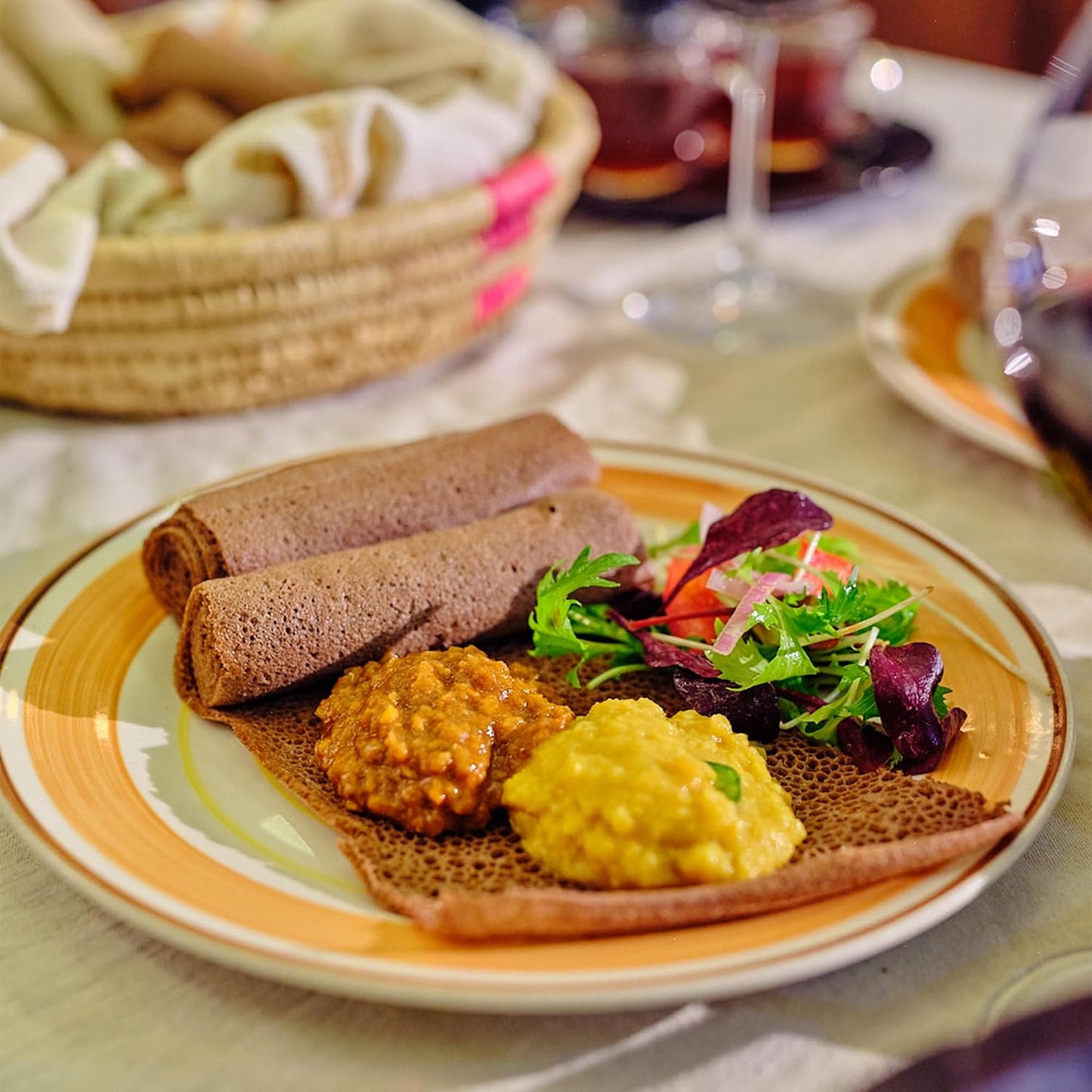 Red Fox Spices Authentic Teff Injera Flatbread – Traditional Ethiopian Fermented Bread Made with Whole Grain Naturally Gluten-FreeTeff Flour, Shelf-Stable (Brown (2 pack)