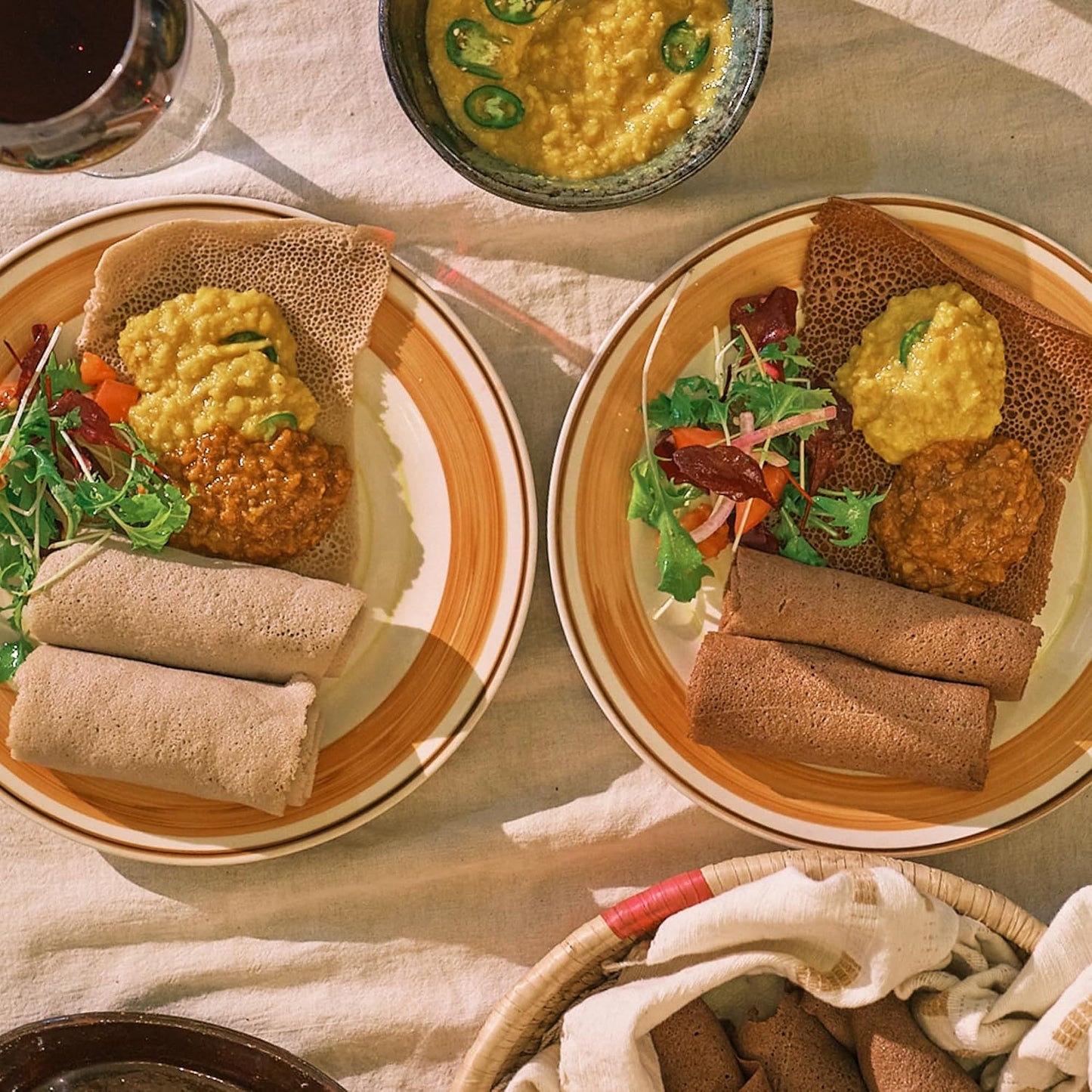 Red Fox Spices Authentic Teff Injera Flatbread – Traditional Ethiopian Fermented Bread Made with Whole Grain Naturally Gluten-FreeTeff Flour, Shelf-Stable (Ivory (2 pack)